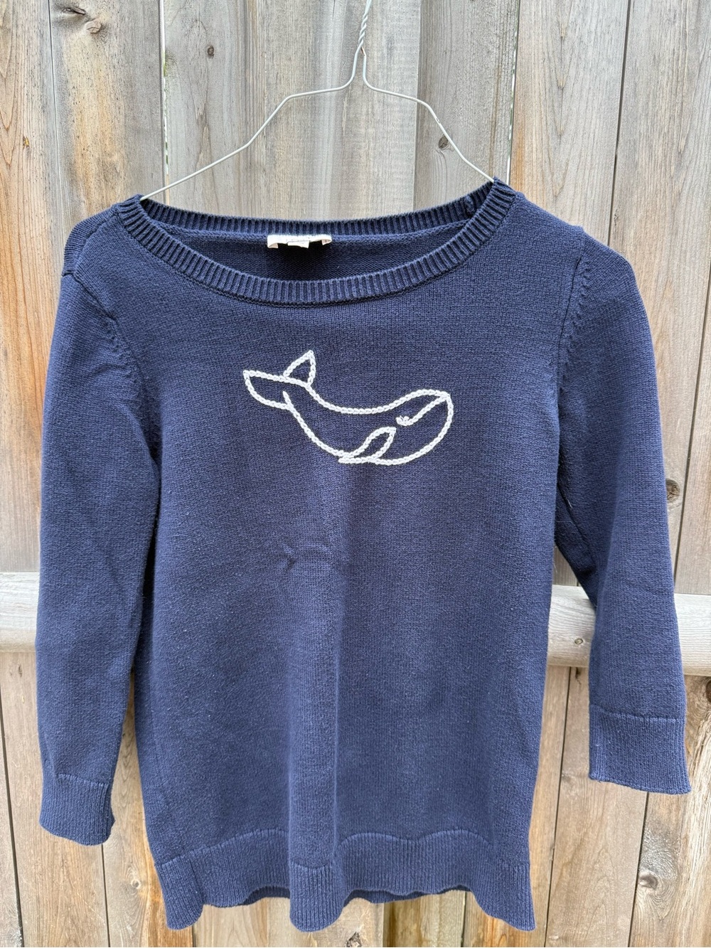 LOFT Navy Crewneck Sweater with Whale Motif